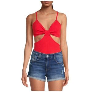 Arizona Jeans Women Bodysuits Asymmetric Bralette Ultimate Orange Sz Medium New